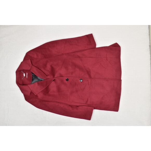 Calvin Klein Coat Womens 14 Red Wool Cashmere Blend Button Front Lined Classic - Picture 1 of 8